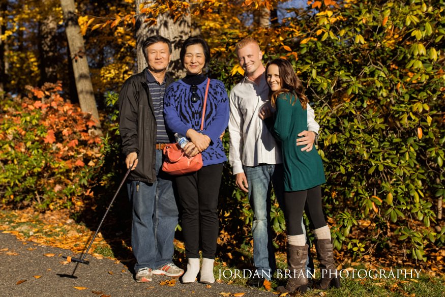 Christina and Brandon photobomb by strangers at their Longwood Gardens engagement session
